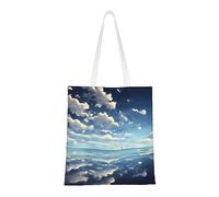 PHAYAH Borsa tote in tela con nuvole bianche sul mare, multiuso, riutilizzabili, perfette per la spesa, lo shopping, i viaggi quotidiani