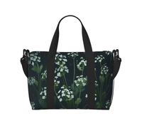 Phayah Borse da donna con fiori selvatici bianchi, borsone da viaggio, per il fine settimana, sport, palestra, borsa a tracolla