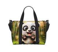 Phayah Borsone da viaggio a tracolla con panda in stile cartone animato, ideale per la scuola o il viaggio notturno