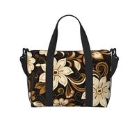 Phayah Borsone da viaggio bianco con sette petali di fiori, borsa da viaggio per weekender durante la notte, borsa da palestra per donne e ragazze, borsa a tracolla per allenamento resistente