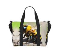 Phayah Borsone da viaggio carino Little Bee Weekender Pernottamento palestra Tote per donne ragazze borsa a tracolla per allenamento resistente all'acqua, nero, taglia unica, Nero, One Size