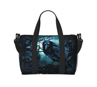 Phayah Borsone da viaggio con corvo blu e nero, ideale per la scuola o il viaggio durante la notte