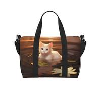 Phayah Borsone da viaggio con gatto che gioca con l'acqua, ideale per la scuola o il viaggio durante la notte