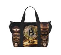 Phayah Borsone da viaggio con lettera B, borsa da viaggio, borsa da palestra per la notte, borsa a tracolla per donne e ragazze, resistente all'acqua, nero, Taglia unica