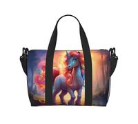 Phayah Borsone da viaggio Rainbow Pony, borsa sportiva da palestra, borsa a tracolla per weekender da donna, Nero , Taglia unica