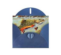 PHAYAH Brook - Biglietti di auguri con motivo pesca a mosca alla trota, 10 pezzi, con buste blu, per Natale, anniversario di matrimonio e inviti per feste