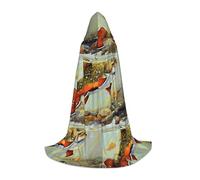 PHAYAH Brook Trout Fly Fishing Pattern Poncho con cappuccio Unisex Natale Felpa con cappuccio per Cosplay Halloween Costume Party Masquerade S