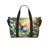 Phayah Butterflies In The Garden - Borsone da viaggio a tracolla, ideale per la scuola o il viaggio notturno