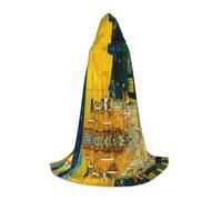 PHAYAH Cafe Terrace At Night Pattern Halloween Adulto con cappuccio Robe Cape, Donne Uomini Halloween Dress Up Party Cosplay Costumi M