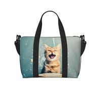 Phayah Cake Battle Cat Borsone da viaggio Weekender Pernottamento Palestra Tote per donne ragazze Borsa a tracolla Allenamento Resistente all'acqua, Nero , Taglia unica