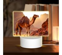 Phayah Camel in The Desert Pattern 3D Led Light Lamp Cavo USB Regolabile 3 Modalità Base Show Stand per Sala di Natale Ristorante Bar Negozio