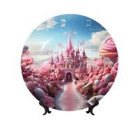PHAYAH Candy and Magic Pattern Bone China Piatto decorativo da 20,3 cm con espositore piatti rotondi per la decorazione di casa e ufficio