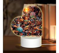 Phayah Candy Castle Pattern 3D Led Light Lamp Cavo USB Regolabile 3 Modalità Base Show Stand per Sala di Natale Ristorante Bar Negozio