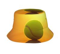 PHAYAH Cappello da pescatore con stampa palla da tennis, cappello da pescatore UV a tesa larga per pesca escursionismo spiaggia nero