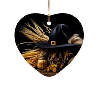 Phayah Cappello da strega con motivo a mais, in ceramica, a forma di cuore, ornamento per albero di Natale, Capodanno, souvenir per la casa, per raduni, decorazione da appendere