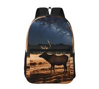 PHAYAH Caraibi Scenery Pattern Zaino 17 "18l Grande Capacità Spallacci Regolabili Borsa Semplice Per Tutti, Alce nel prato, taglia unica