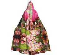 PHAYAH Carino Candy House Pattern Poncho con cappuccio Unisex Natale Felpa con cappuccio per Cosplay Halloween Costume Party Masquerade