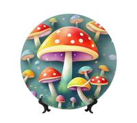 PHAYAH Carino Funghi Colorati Modello Bone China Piatto Decorativo 6 "Piatti Decorativi con Espositore Piatti Rotondi per Home Office Decor