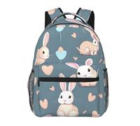 PHAYAH Cartone animato Carino Bunny Pattern Casual Spalle Classica Base Viaggio Zaino Viaggio E Attività All'aperto Resistente, Carino coniglietto dei, taglia unica