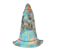PHAYAH Cartone animato Mappa del Mondo Modello Halloween Adulto Cappuccio Veste Mantello, Donne Uomini Halloween Dress Up Party Cosplay Costumi, nero, Large