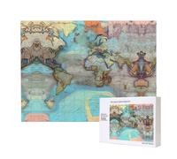 Phayah Cartone animato Mappa del Mondo Puzzle per Adulti 500 Pezzi Bambini Intelligenza Sviluppo Giocattoli 20,4 X 38,1 cm