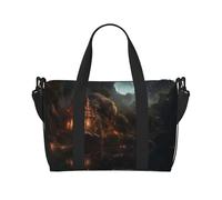 Phayah Castle in The Forest, borsone da viaggio per weekender, da palestra, per donne e ragazze, borsa a tracolla per allenamento, resistente all'acqua, Nero , Taglia unica