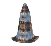 PHAYAH Cat And Reflection Tiger Animal Pattern Halloween Adulto Cappuccio Veste Mantello, Donne Uomini Halloween Dress Up Party Cosplay Costumi L