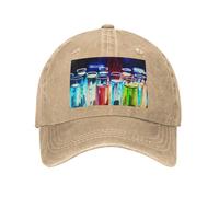PHAYAH Chemistry Test Tube Pattern Baseball Cowboy Cap Regolabile Adulto Vintage Cotone Cappelli per Donne Uomini Sport Outdoor Denim Cappello da Sole Nero, Naturale, Taglia unica