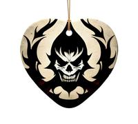 Phayah Ciondolo a forma di cuore in ceramica con motivo Devil Satana Hristmas per albero di Natale, decorazione per riunioni
