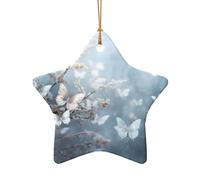 Phayah Ciondolo a forma di stella in ceramica con motivo a libellule Hristmas ornamenti per albero di Natale decorazione per riunioni