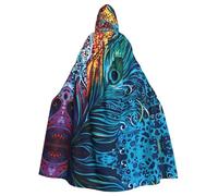 PHAYAH Colorato Pavone Modello Adulto Con Cappuccio Mantello Con Cappuccio Veste Mantello Delle Donne Degli Uomini Halloween Dress Up Partito Cosplay Costumi