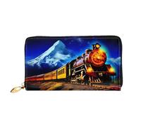 PHAYAH Colorful Treno A Vapore Modello Delle Donne Portafoglio Lungo Frizione Zip Intorno Viaggio Borsa In Pelle Grande Capacità Porta Carta Di Credito