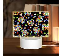 PHAYAH Consapevolezza dell'autismo Puzzle Pezzi Cuore Modello Acrilico Luce Notturna con Porta USB Touch Interruttore Regalo di Compleanno del Ringraziamento per Famiglia Amici