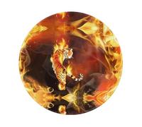 PHAYAH Cool Tiger In Flame Pattern Round Gaming Mouse Pad 7.9x7.9 In Con Bordi Cuciti Pieghevole Desktop Mouse Pad, Laptop Mouse Pad