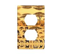 Phayah Copertura per interruttore della luce duplex con motivo animali africani prateria per cucina, bagno, camera da letto, casa colonica