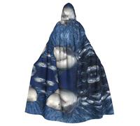 PHAYAH Costume da stregoneria con cappuccio per Halloween con motivo pesce subacqueo per Halloween, stregoneria, capo, Natale, cosplay, festa in maschera, regalo