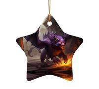 Phayah Decorazione da appendere a forma di stella in ceramica a forma di mostro nella città, ornamento per albero di Natale, capodanno, casa, souvenir per raduni, decorazione da appendere