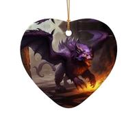 Phayah Decorazione da appendere per albero di Natale a forma di cuore in ceramica a forma di mostro nella città, souvenir per la casa di Capodanno