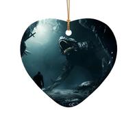 Phayah Decorazione da appendere per albero di Natale a forma di cuore in ceramica a forma di mostro sotto il mare, souvenir per la casa di Capodanno