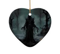 Phayah Decorazione da appendere per albero di Natale a forma di cuore in ceramica a forma di mostro nel bosco, souvenir per la casa di Capodanno