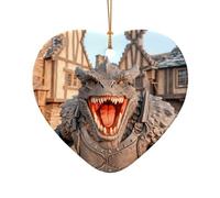 Phayah Decorazione da appendere per albero di Natale, a forma di cuore, in ceramica, a forma di mostro di lucertola, souvenir per la casa di Capodanno