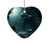 Phayah Decorazione da appendere per albero di Natale a forma di cuore in ceramica a forma di mostro sotto il mare, souvenir per la casa di Capodanno