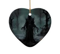 Phayah Decorazione da appendere per albero di Natale a forma di cuore in ceramica a forma di mostro nel bosco, souvenir per la casa di Capodanno