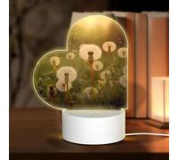 PHAYAH Dente di leone modello luce notturna a forma di cuore Led luce base con cavo USB regolabile 3 colori per adulti camera da letto bambino