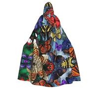 PHAYAH Disegnato a mano Colore Farfalla Modello Adulto Con Cappuccio Mantello Con Cappuccio Veste Mantello Delle Donne Degli Uomini Halloween Dress Up Partito Cosplay Costumi