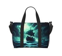Phayah Doomsday, borsone da viaggio con nave mostro marino, borsa sportiva da palestra, borsa a tracolla da donna, Nero , Taglia unica