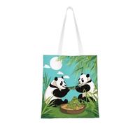 PHAYAH Due simpatici grandi panda modello di tela tote bag tasca riutilizzabile borse di stoffa per palestra spiaggia shopping drogheria regali alla moda