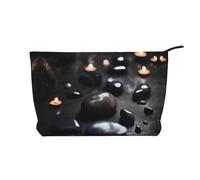 PHAYAH Dunhuang Mystery - Trousse per cosmetici, portatile, di grande capacità, in velluto a coste, con cerniera, borsa da viaggio, Pietra Cuore Mistero Nero, Taglia unica