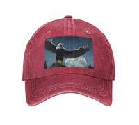 PHAYAH Eagle Under The Stars Pattern Baseball Cowboy Cap Regolabile Adulto Vintage Cotone Cappelli per Donne Uomini Sport Outdoor Denim Cappello da Sole Nero, Rosso, Taglia unica