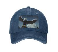 PHAYAH Eagle Under The Stars Pattern Baseball Cowboy Cap Regolabile Adulto Vintage Cotone Cappelli per Donne Uomini Sport Outdoor Denim Cappello da Sole Nero, blu navy, Taglia unica
